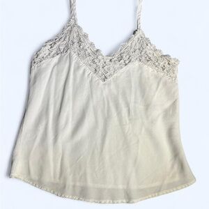 Elegant Lace Trim White Cami Top